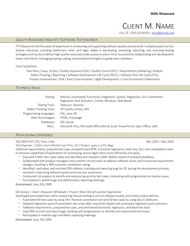 Skills Showcase Resume